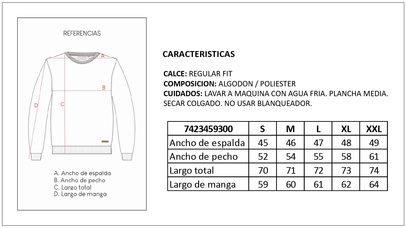 Tabla de Talles Buzo Hombre Britches